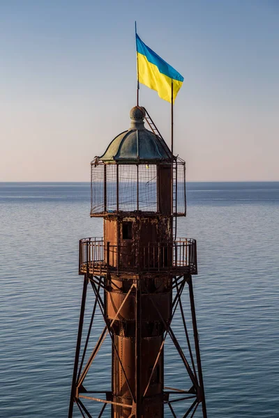 Hermoso Viejo Faro Isla Isla Dzharylgach Ucrania — Foto de Stock