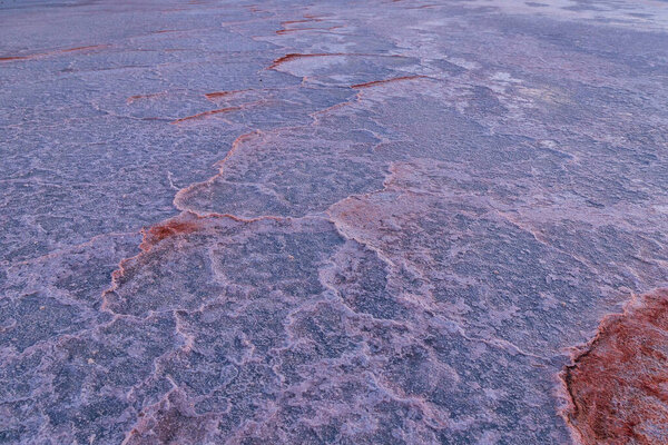 Beautiful pink lakes with salt water for treatment.
