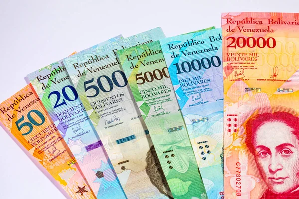 Venezuela Bolivar banknotu. Venezuela parası. Kağıt para arkaplanı.