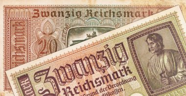 Brandenburg Kapısı 'nın resmine sahip 20 Alman Mareşali. Nazi parası.