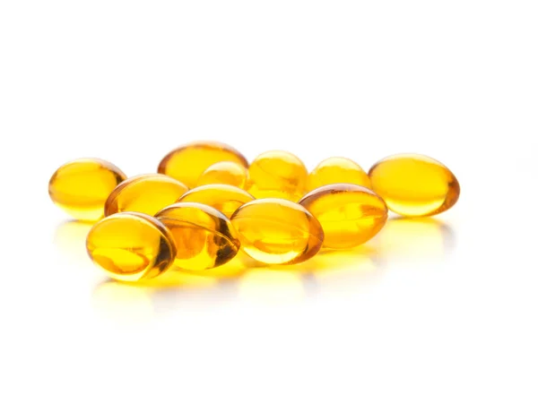 Yellow Transparent Vitamin Capsules Close — Stock Photo, Image