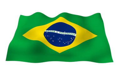 Brezilya bayrağı sallayarak. Ordem e Progresso. Sipariş ve ilerleme. Rio de Janeiro. Güney Amerika. Devlet sembolü.