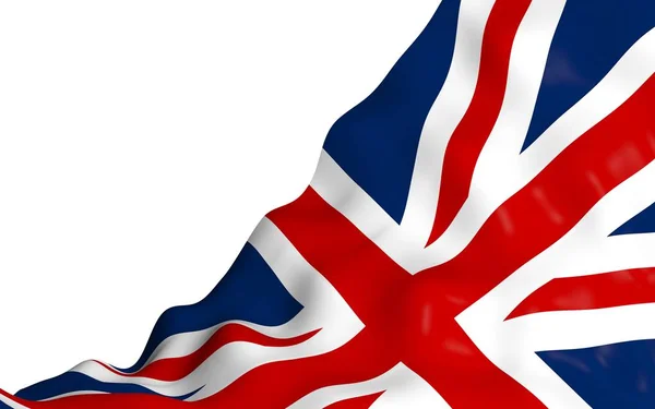 Büyük Britanya bayrağı sallayarak. İngiliz bayrağı. Birleşik Krallık of Büyük Britanya ve Kuzey İrlanda. İngiltere'nin devlet sembolü — Stok fotoğraf