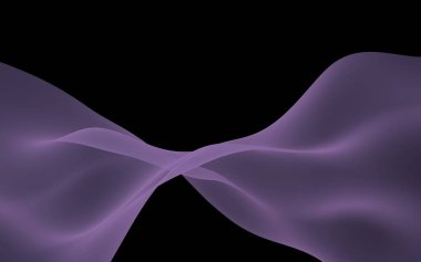 Soyut mor dalga. Raster hava arka plan. Koyu arka plan üzerinde parlak mor kurdele. Mor eşarp. Soyut duman