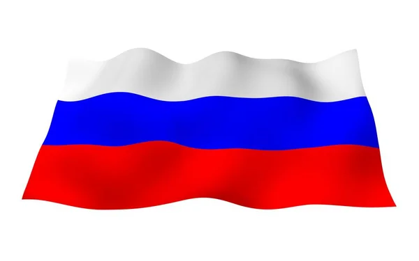 ロシア連邦の旗を振っています。国立。ロシアの州のシンボルです。3 d イラストレーション — ストック写真