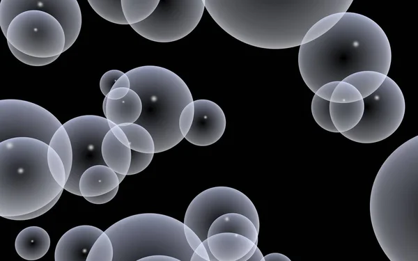 Dark background light bubbles. Wallpaper, texture with bubbles.