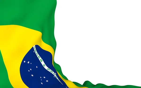 Flagge Brasiliens schwenkend. ordem e progresso. Ordnung und Fortschritt. Rio de Janeiro. Südamerika. Staatssymbol. — Stockfoto