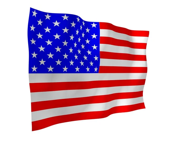 Ondeando la bandera de los Estados Unidos de América. Estrellas y rayas. Símbolo estatal de los EE.UU. — Foto de Stock