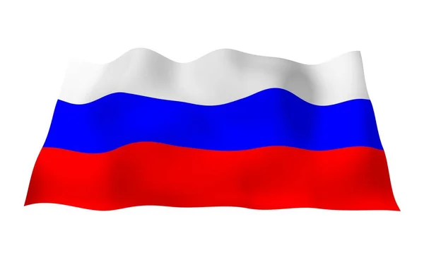 ロシア連邦の旗を振っています。国立。ロシアの州のシンボルです。3 d イラストレーション — ストック写真