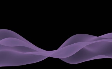 Soyut mor dalga. Raster hava arka plan. Koyu arka plan üzerinde parlak mor kurdele. Mor eşarp. Soyut duman. 3D çizim