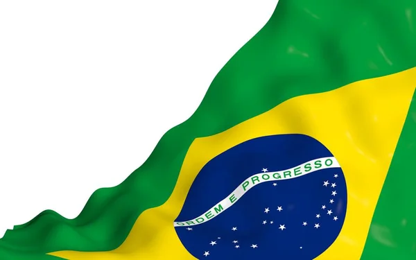 Flagge Brasiliens schwenkend. ordem e progresso. Ordnung und Fortschritt. Rio de Janeiro. Südamerika. Staatssymbol. 3D-Illustration — Stockfoto