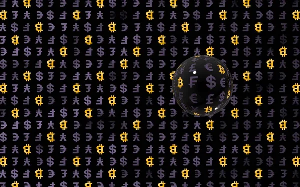 Bitcoin фону. Cryptocurrency 3d ілюстрації. Електронну валюту символом. Бізнес-концепція — стокове фото