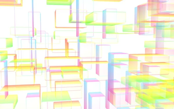 Colorido abstracto digital y tecnología de fondo. El patrón con rectángulos de repetición. Ilustración 3D — Foto de Stock