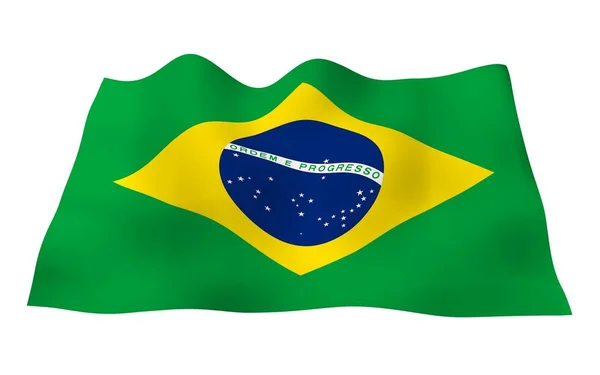 Wapperende vlag van Brazilië. Ordem e Progresso. Orde en vooruitgang. Rio de Janeiro. Zuid-Amerika. Staat symbool. — Stockfoto