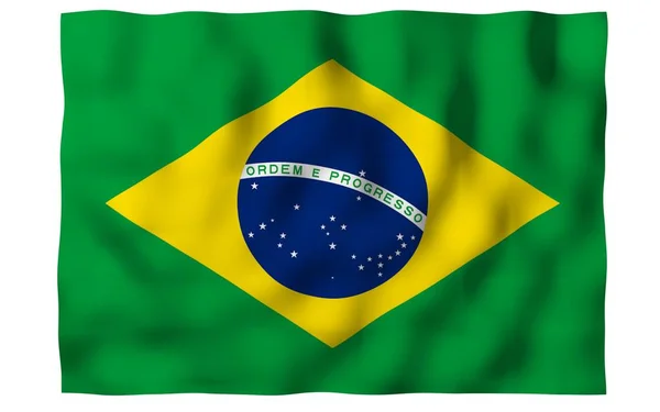 Ondeando la bandera de Brasil. Ordem e Progresso. Orden y progreso. Río de Janeiro. Sudamérica. Símbolo estatal . — Foto de Stock