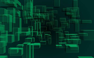 Yeşil ve koyu arka dijital ve teknoloji plan. Dikdörtgenler tekrarlayan olan desen