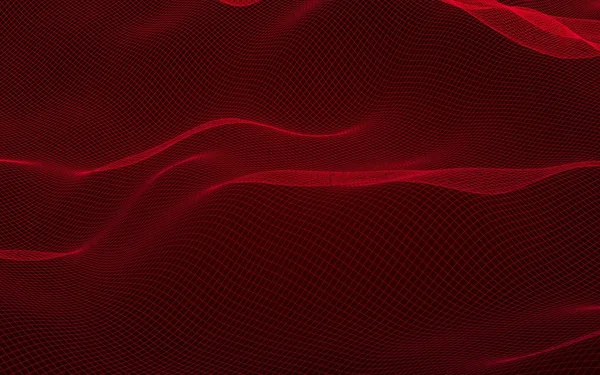 Με φόντο κόκκινο αφηρημένο τοπίο. Κυβερνοχώρο πλέγμα. Hi-Tech δικτύου. 3D απεικόνιση τεχνολογία. 3D απεικόνιση — Φωτογραφία Αρχείου