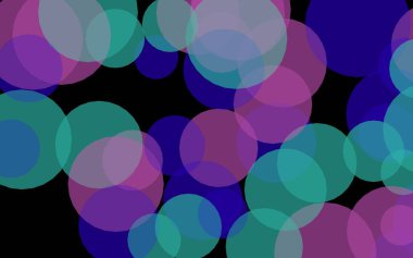 Koyu bir arka plan üzerinde çok renkli yarı saydam daireler. Pembe tonları. 3d illüstrasyon