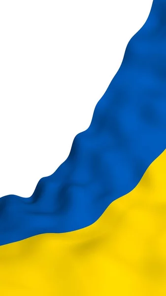 Die Flagge der Ukraine auf weißem Hintergrund. Nationalflagge und Staatsfahne. Blaue und gelbe Zweifarbigkeit. 3D-Illustration schwenkt Flagge — Stockfoto