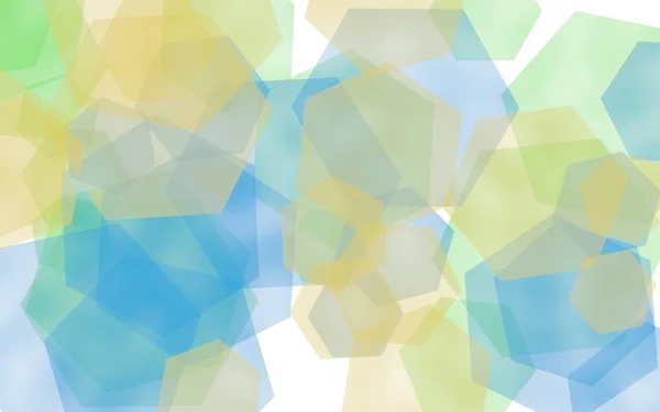 Mnohobarevné průsvitné šestiúhelníky na bílém pozadí. Modré tóny. 3D ilustrace — Stock fotografie