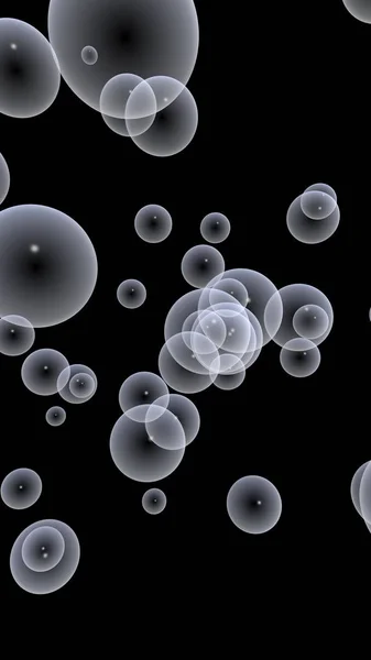 Fundo escuro e bolhas de luz. Papel de parede, textura com balões. Ilustração 3D — Fotografia de Stock