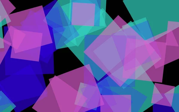 Πολύχρωμα ημιδιαφανή τετράγωνα σε σκούρο φόντο. 3D απεικόνιση — Φωτογραφία Αρχείου