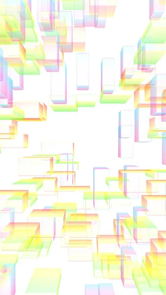 Fundo digital e tecnológico abstrato colorido. O padrão com retângulos repetitivos. Ilustração 3D — Fotografia de Stock