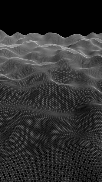 Paysage gris abstrait sur un fond sombre. La grille du cyberespace. salut réseau technologique. Illustration de la technologie 3D. Illustration 3D — Photo