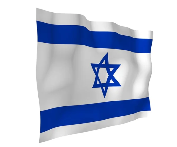 Прапор Ізраїлю. Державний символ держави Ізраїль. Блакитна зірка Давида між двома горизонтальними синіми смугами на білому полі. 3d ілюстрація — стокове фото