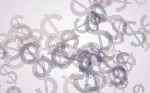 Signos de dólar translúcidos grises sobre fondo blanco. Tonos rojos. Ilustración 3D —  Fotos de Stock