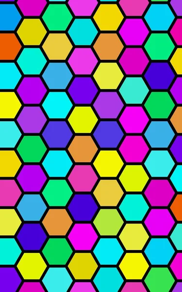 Favo de mel muitas cores, multicoloridas. Geometria isométrica. Ilustração 3D — Fotografia de Stock