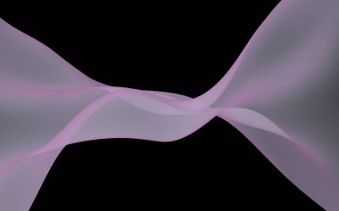 Soyut açık gri dalga. Koyu arka plan üzerinde parlak açık gri şerit. Soyut gri duman. Açık gri atkı. Raster hava arka planı. 3d illüstrasyon