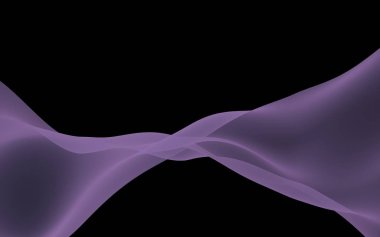 Soyut mor dalga. Raster hava arka planı. Koyu arka planda parlak gri şerit. Gri atkı. Soyut gri duman. 3d illüstrasyon