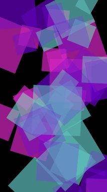 Koyu arkaplanda çok renkli yarı şeffaf altıgenler. Dikey görüntü yönlendirmesi. 3B illüstrasyon