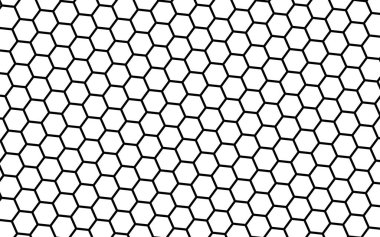 Beyaz arka planda siyah bal peteği. Çokgenin perspektif görüntüsü bal peteğine benziyor. İzometrik geometri. 3B illüstrasyon