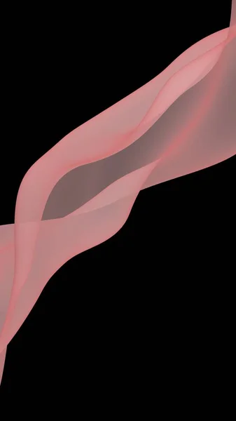 Abstract light red wave. Bright light red ribbon on dark background. Abstract red smoke. Light red scarf. Raster air background. 3D illustration