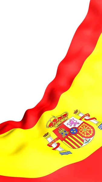 A bandeira da Espanha. Símbolo oficial do Estado do Reino de Espanha. Conceito: web, páginas de esportes, cursos de idiomas, viagens, elementos de design. ilustração 3d — Fotografia de Stock