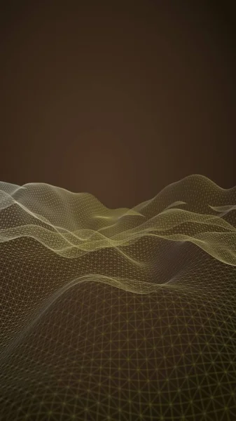 Abstract landscape on a dark background. Cyberspace orange grid. hi tech network. 3D illustration