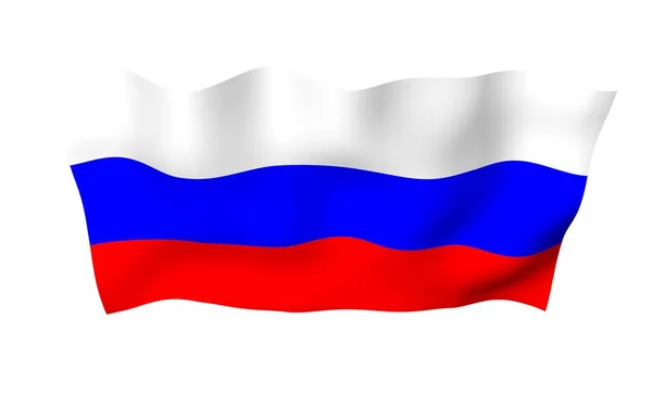 러시아 연방의 국기를 흔들고. 국가. 러시아의 국가 상징. 3D 일러스트레이션 — 스톡 사진