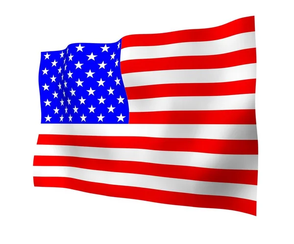 Amerika Birleşik Devletleri bayrağı sallıyor. Yıldızlar ve Çizgiler. ABD 'nin devlet sembolü. 3B illüstrasyon — Stok fotoğraf