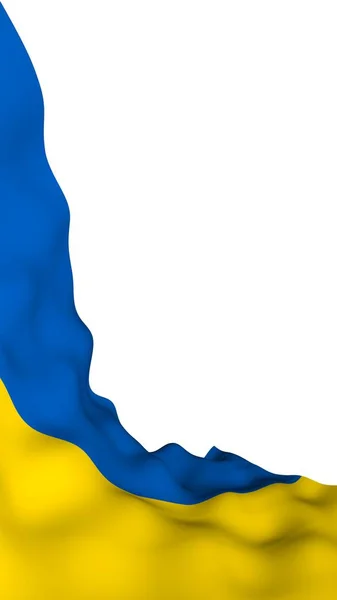 La bandiera di Ukraine su sfondo bianco. Bandiera nazionale e guardiamarina statale. Bicolore blu e giallo. Illustrazione 3D sventola bandiera — Foto Stock