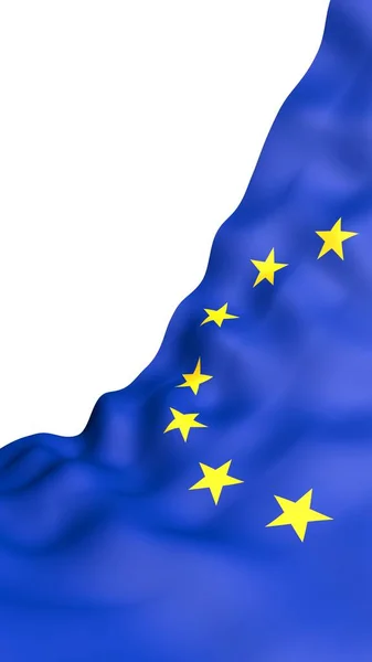 Avrupa Birliği 'nin bayrağı hafifçe sallanıyordu. Beyaz arka planda izole edilmiş, 3D görüntüleme. Avrupa 'nın sembolü. 3B illüstrasyon — Stok fotoğraf