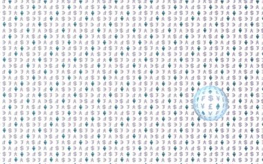 Ethereum kristal ve para beyaz bir arka plan üzerinde. Dijital kripto sembolü. Döviz dalga etkisi, piyasa dalgalanmaları. İş konsepti. 3d illüstrasyon