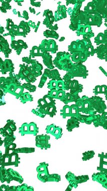 Beyaz arka planda dijital para birimi sembolü Bitcoin. Bitcoin düşüşü. Sanal ekranda kripto para birimi grafiği. İş, finans ve teknoloji kavramı. 3B illüstrasyon