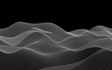 Koyu bir arka plan üzerinde soyut gri manzara. Siber uzay şebekesi. merhaba teknoloji ağı. 3d teknoloji illüstrasyon. 3d illüstrasyon