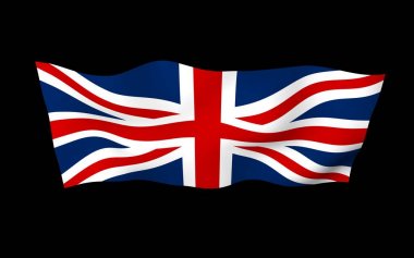 Büyük Britanya bayrağını sallıyor. İngiliz bayrağı. Büyük Britanya ve Kuzey İrlanda Birleşik Krallığı. Birleşik Krallık 'ın sembolü. 3B illüstrasyon