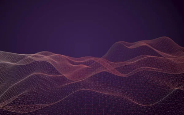 Abstract landscape background. Cyberspace purple grid. hi tech network. 3D illustration