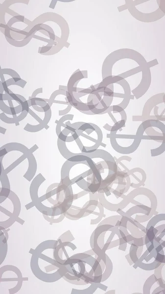 Šedé průsvitné znaky dolaru na tmavém pozadí. Šedé tóny. 3D ilustrace — Stock fotografie