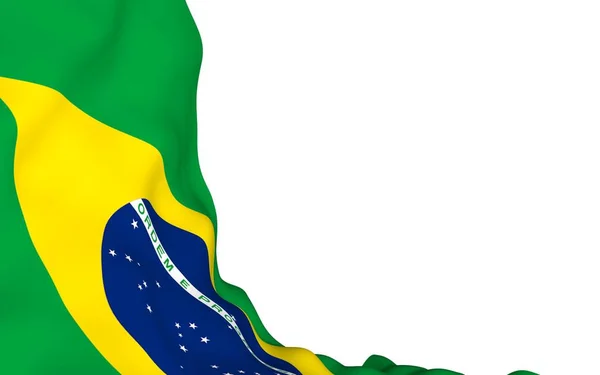 Sventola bandiera del Brasile. Ordem e Progresso. Ordine e progresso. Rio de Janeiro. Sud America. Simbolo di stato. Illustrazione 3D — Foto Stock