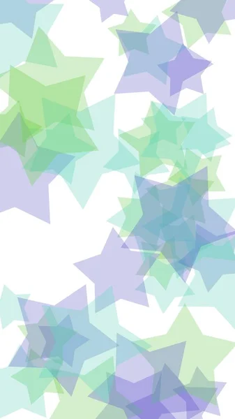 Різнокольорові напівпрозорі зірки на білому тлі. Зелені тони. 3D ілюстрація — стокове фото